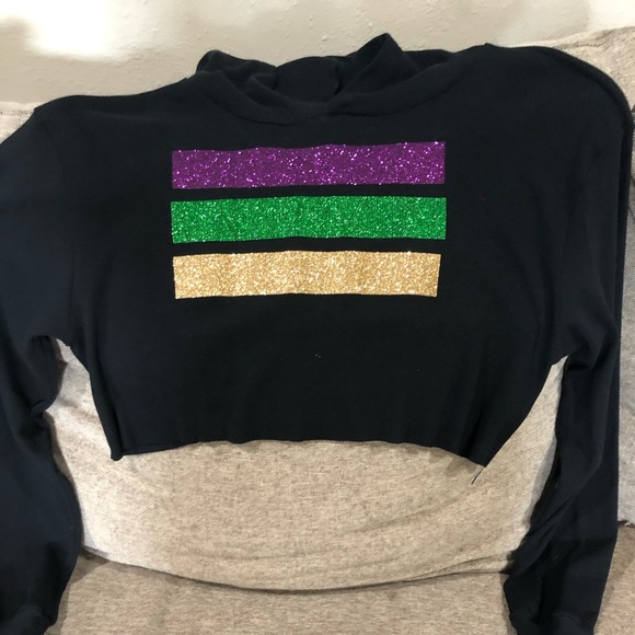 Tops - Mardi Gras cropped hoodie